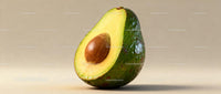 Fresh half avocado with seed on neutral background