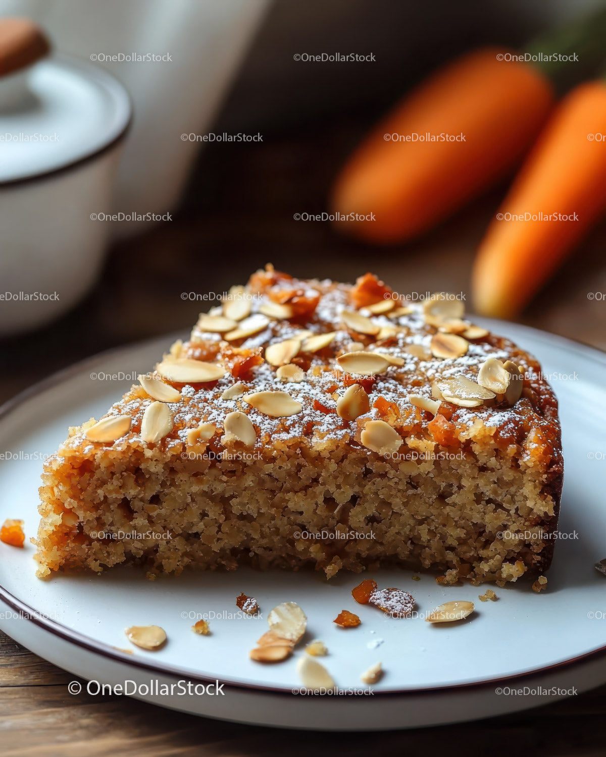 Chocolate Cake with Caramel Glaze and Orange Carrot Slices