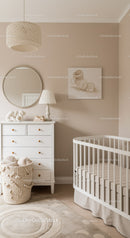 Elegant Modern Baby Nursery with White Furniture and Soft Decor