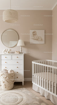 Elegant Modern Baby Nursery with White Furniture and Soft Decor