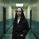 Confident Nurse in Hospital Corridor With Serious Expression