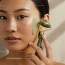 Close-Up of Woman During Facial Massage with Jade Roller for Healthy Skin