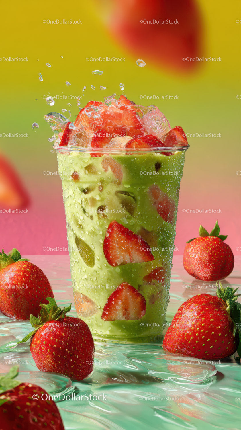 Strawberry and Cucumber Infused Summer Drink in Glass