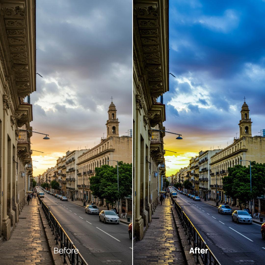 Cinematic Colorful Streets XMP presets color grading preview