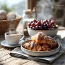 Fresh Croissants and Ripe Cherries Breakfast Scene with Coffee