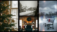 Cozy Winter Holiday Scenes Inside and Outside Home