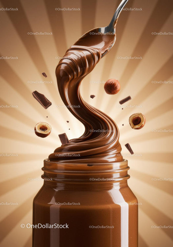 Swirling chocolate spread with hazelnuts and pieces