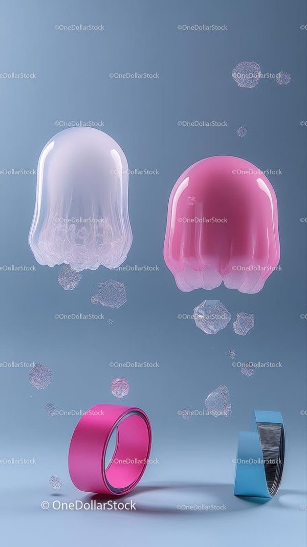Kolorowe pierścionki w kształcie meduzy w stylu minimalistycznym