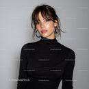 Stylish Woman with Short Brown Hair in Black Turtleneck Photo