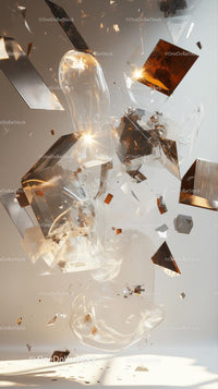 Dynamic Scene of Shattering Glass with Sunlight Reflections