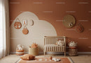 Cozy Modern Nursery Room with Plush Toys and Wall Art