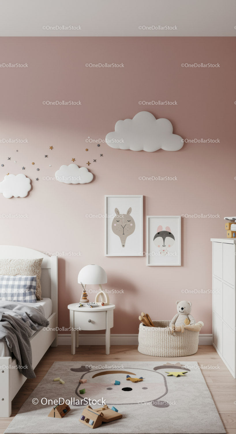 Cute Baby Room With Animal Wall Art and Soft Play Area