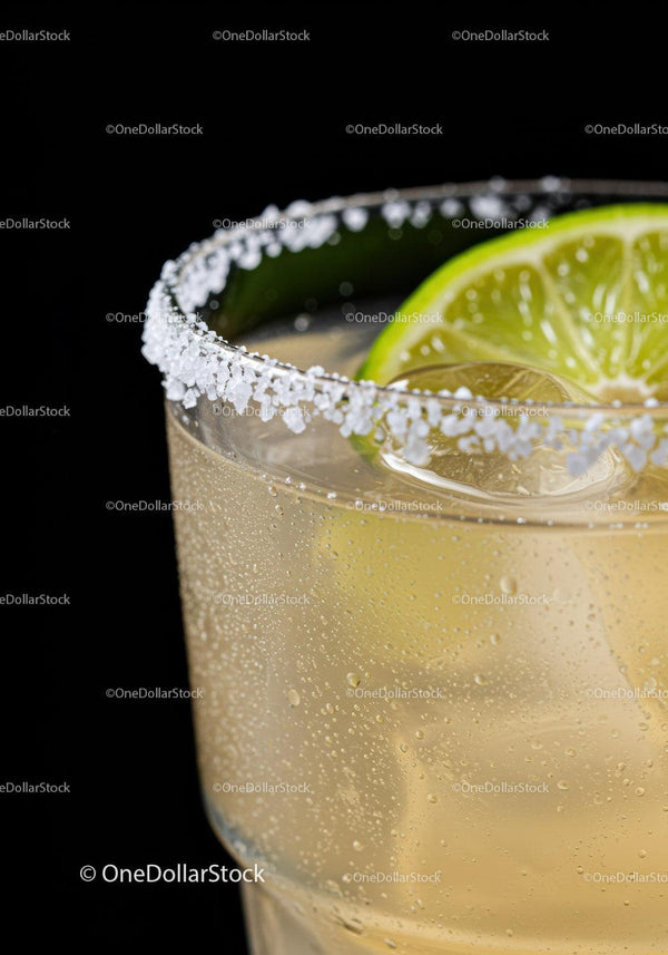 Refreshing Margarita Cocktail with Salt and Lime Slice