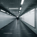 Minimalist Subway Tunnel with Tiled Walls and Modern Lighting