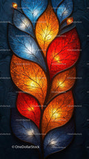Colorful Luminescent Leaf Art with Autumn Colors