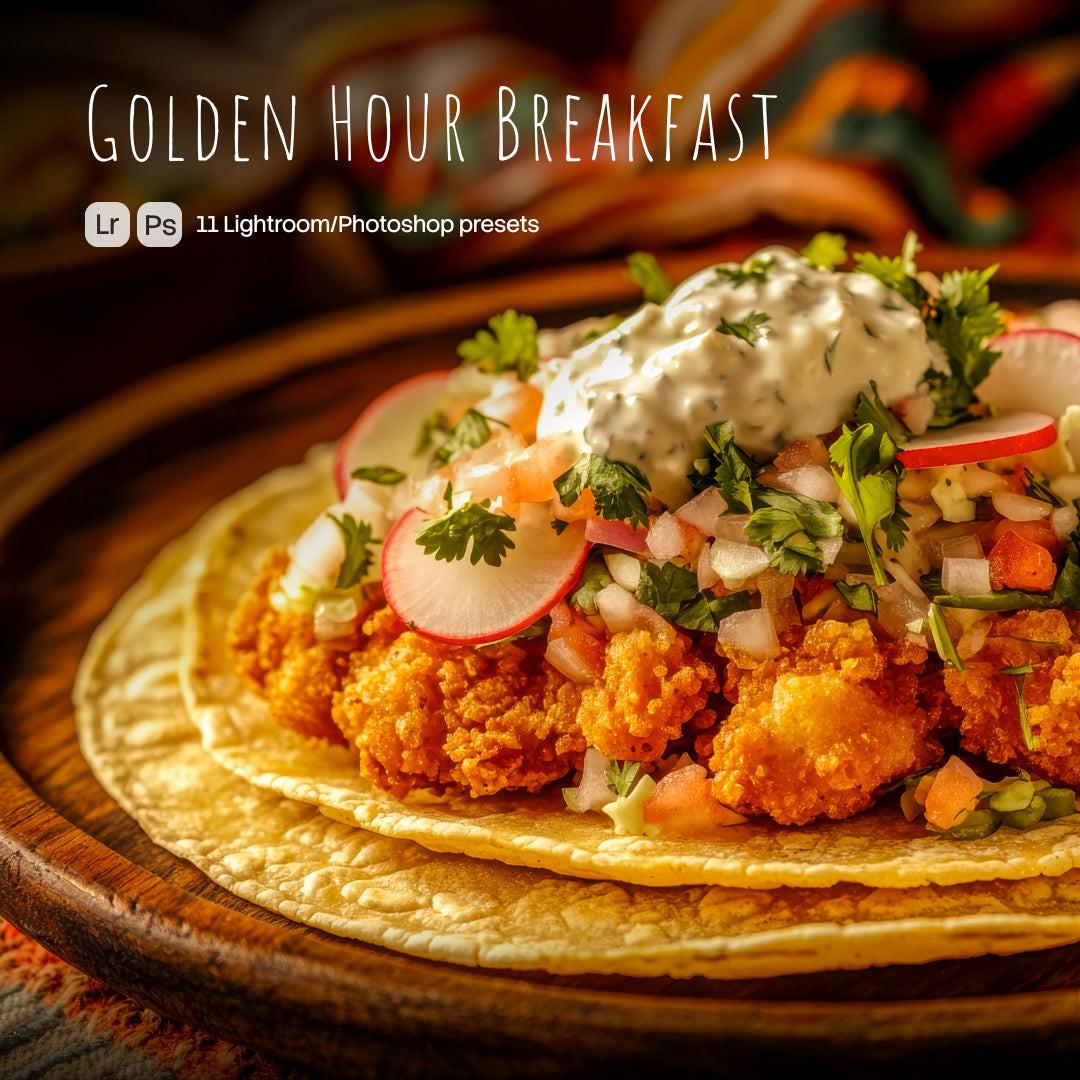 Golden Hour Breakfast Lightroom presets cover preview