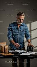 Stylish Businessman Engaged in Creative Product Design Process