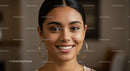 Vibrant Smiling Woman with Modern Style and Expressive Eyes
