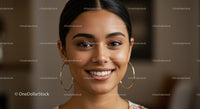 Vibrant Smiling Woman with Modern Style and Expressive Eyes