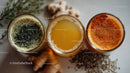 Herbal Tea Trio with Ginger and Honey in Glasses