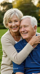 Joyful Senior Couple Sharing a Loving Moment Outdoors