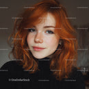 Portrait of a Young Woman with Red Hair and Blue Eyes