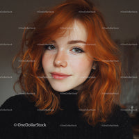 Portrait of a Young Woman with Red Hair and Blue Eyes
