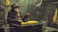 Baby Chimpanzee Bathed in Jungle Environment