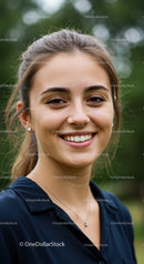 Portrait of a Smiling Young Woman in Outdoor Setting