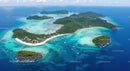 Tropical Island with White Beaches and Lush Green Vegetation