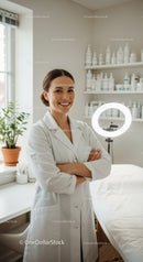 Professional Female Doctor in White Coat in Modern Medical Clinic
