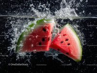 Juicy Watermelon Slices Splashing into Water in Fresh Summer Scene