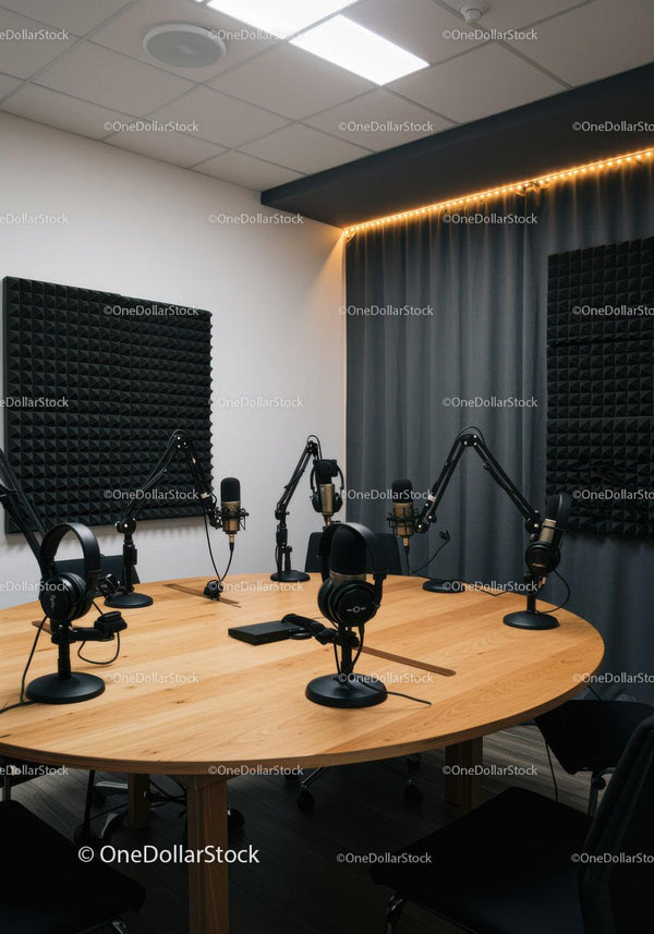 Nowoczesne Studio Nagrań z Mikrofonami i Dźwiękoszczelnymi Ścianami