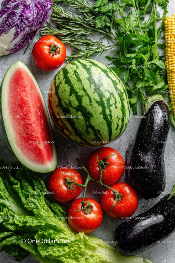 Vibrant Fresh Vegetables and Fruits for Healthy Cooking