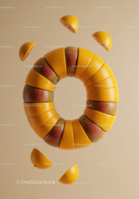 Floating sliced oranges forming a circular pattern
