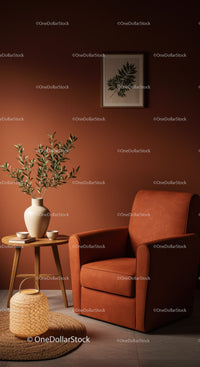 Cozy brown armchair with natural decor in warm room