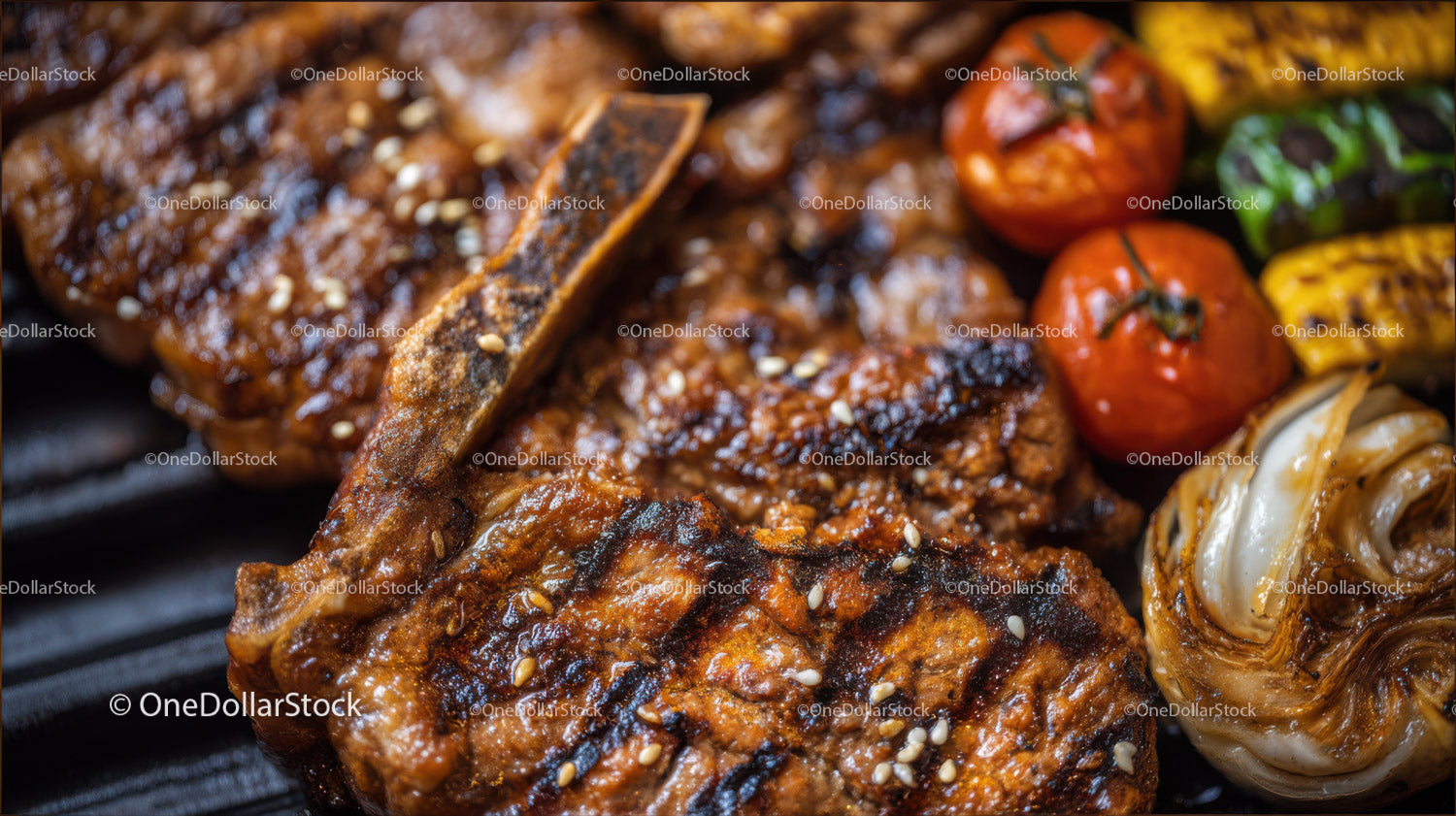 Grilled Steak with Cherry Tomatoes and Roasted Vegetables