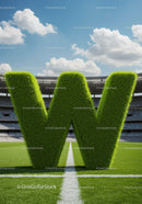 Green Grass Letter W on Football Field Stadium