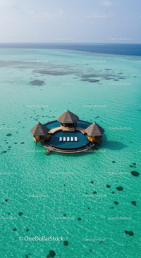 Overwater Bungalow in Turquoise Lagoon with Panoramic Ocean View