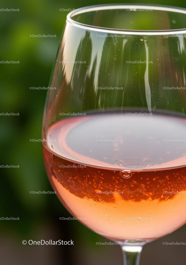 Glass of refreshing sparkling rosé wine with bubbles