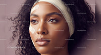 Close-up Portrait of a Woman with Curly Hair and Flawless Skin