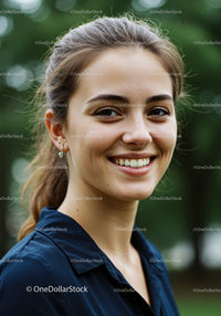 Happy Young Woman Smiling Outdoors in Natural Light