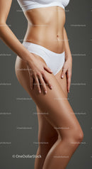 Toned Female Abdomen with Slim Waist and White Underwear