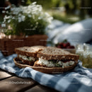 Rustic Sandwich in Sunlit Garden for Outdoor Picnics and Snacks