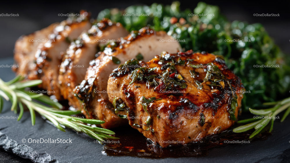 Herb-Garnished Grilled Chicken Breast with Fresh Greens