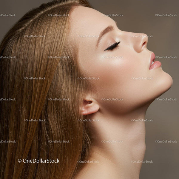 Peaceful young woman with closed eyes in profile
