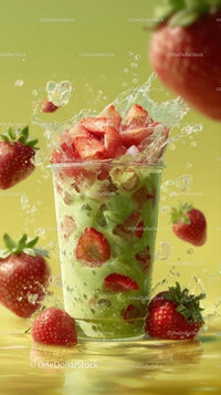 Refreshing Strawberry Green Smoothie with Fruit Splash