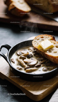Creamy Mushroom Sauce with Buttered Rustic Bread
