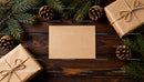 Rustic Christmas Gifts with Pinecones and Blank Card JPG Mockup Image preview