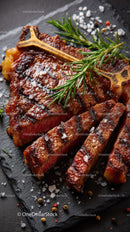 Succulent Grilled Beef Ribs with Herbs on Dark Slate Board